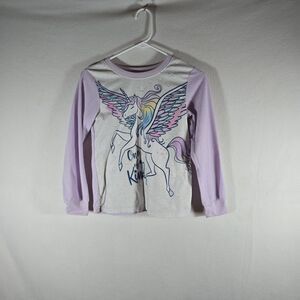 Girls Purple Unicorn Pajamas Sweatshirt & Heart Pants Sleep Set Size 10/12